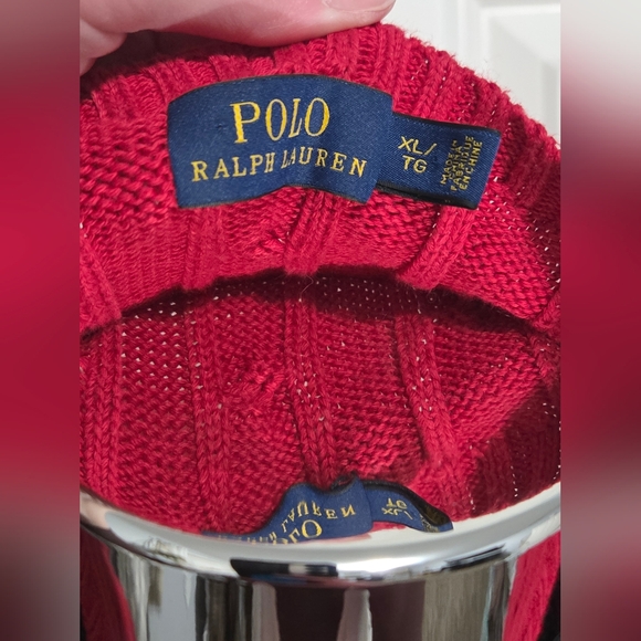 Polo Ralph Lauren red cable-knit cotton crewneck sweater Xl - Picture 6 of 6